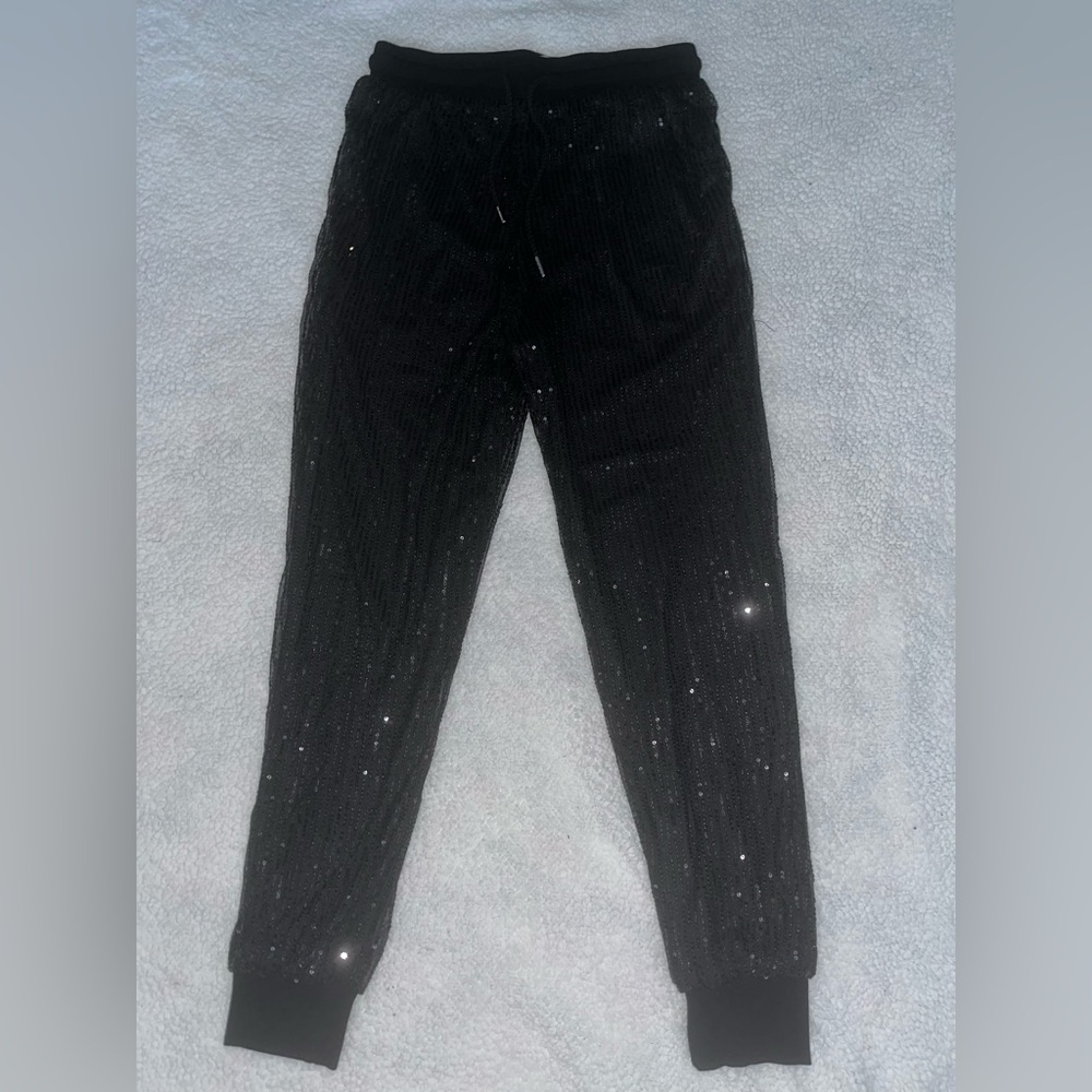 Saints & Hearts Black Sequin Jogger Pants w/ pockets